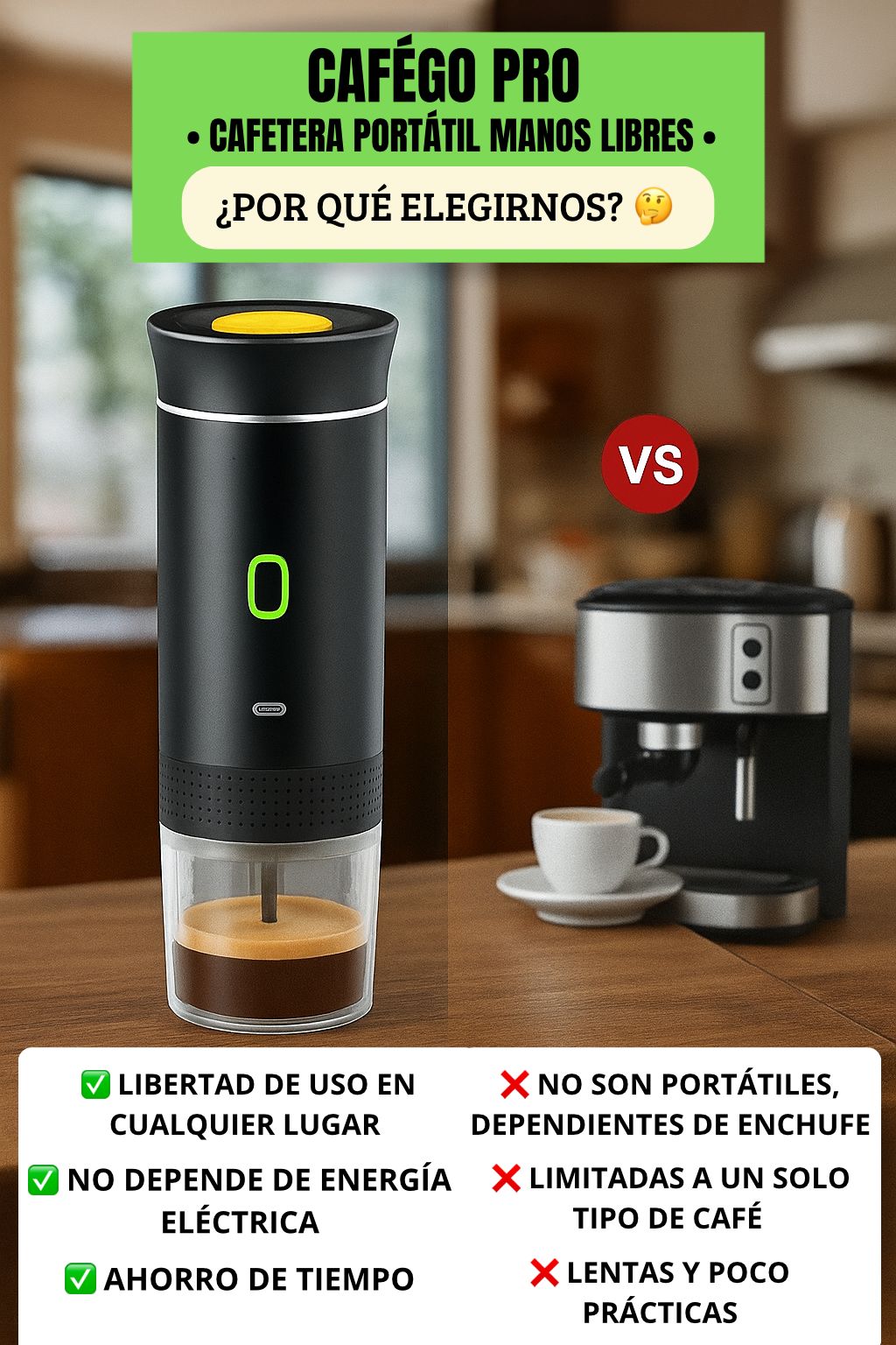 CAFÉGO PRO - Cafetera Portátil 3 en 1